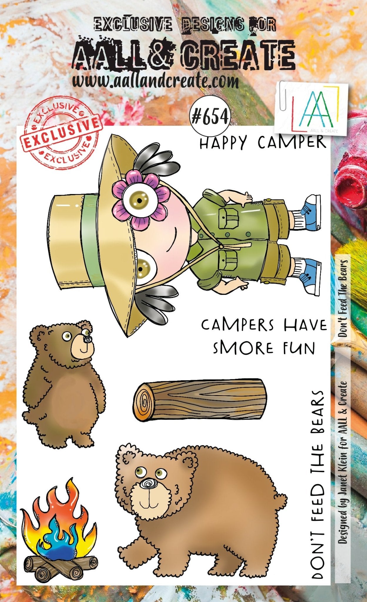 Aall and Create - Don’t Feed The Bears - A6 - Designer Janet Klein - Clear Stamp Set - #654 Aall & Create