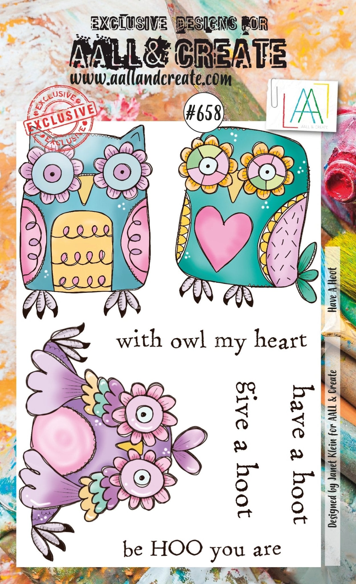 Aall and Create - Have A Hoot - A6 - Designer Janet Klein - Clear Stamp Set - #658 Aall & Create
