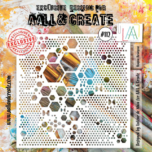Aall and Create - Heaps Hexagonz - 6x6 - Designer Autour de Mwa - Stencil - #112 Aall & Create