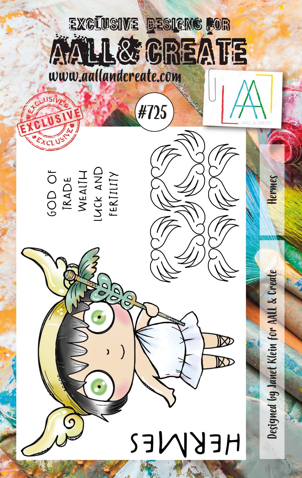 AALL and Create - Hermes - A7 - Designer Janet Klein - Clear Stamp Set - #725 - Messy Papercrafts