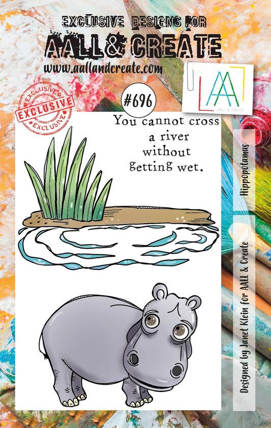 AALL and Create - Hippopotamus - A7 - Designer Janet Klein - Clear Stamp Set - #696 Aall & Create