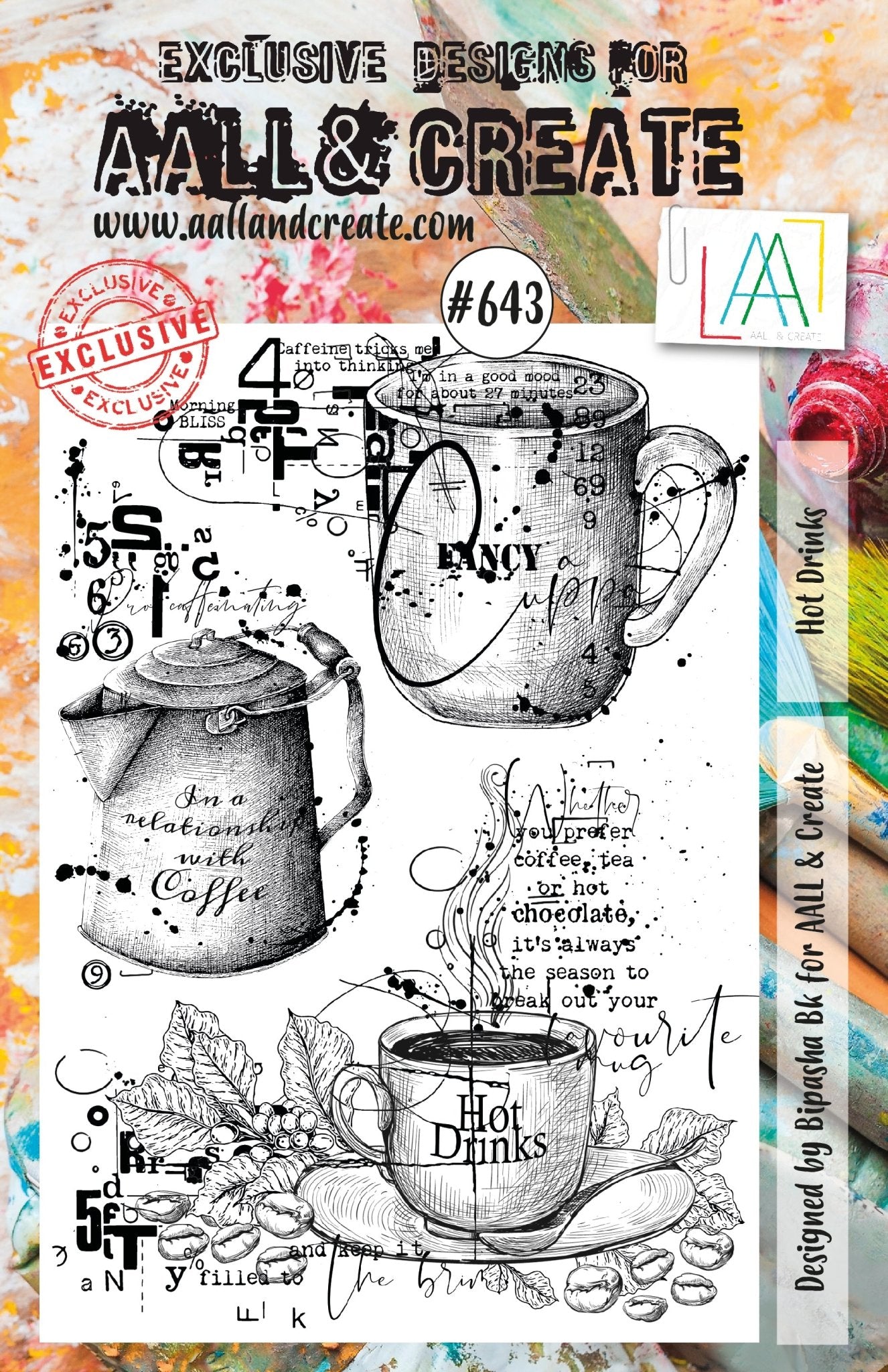 Aall and Create - Hot Drinks - A5 - Designer Bipasha BK - Clear Stamp Set - #643 Aall & Create