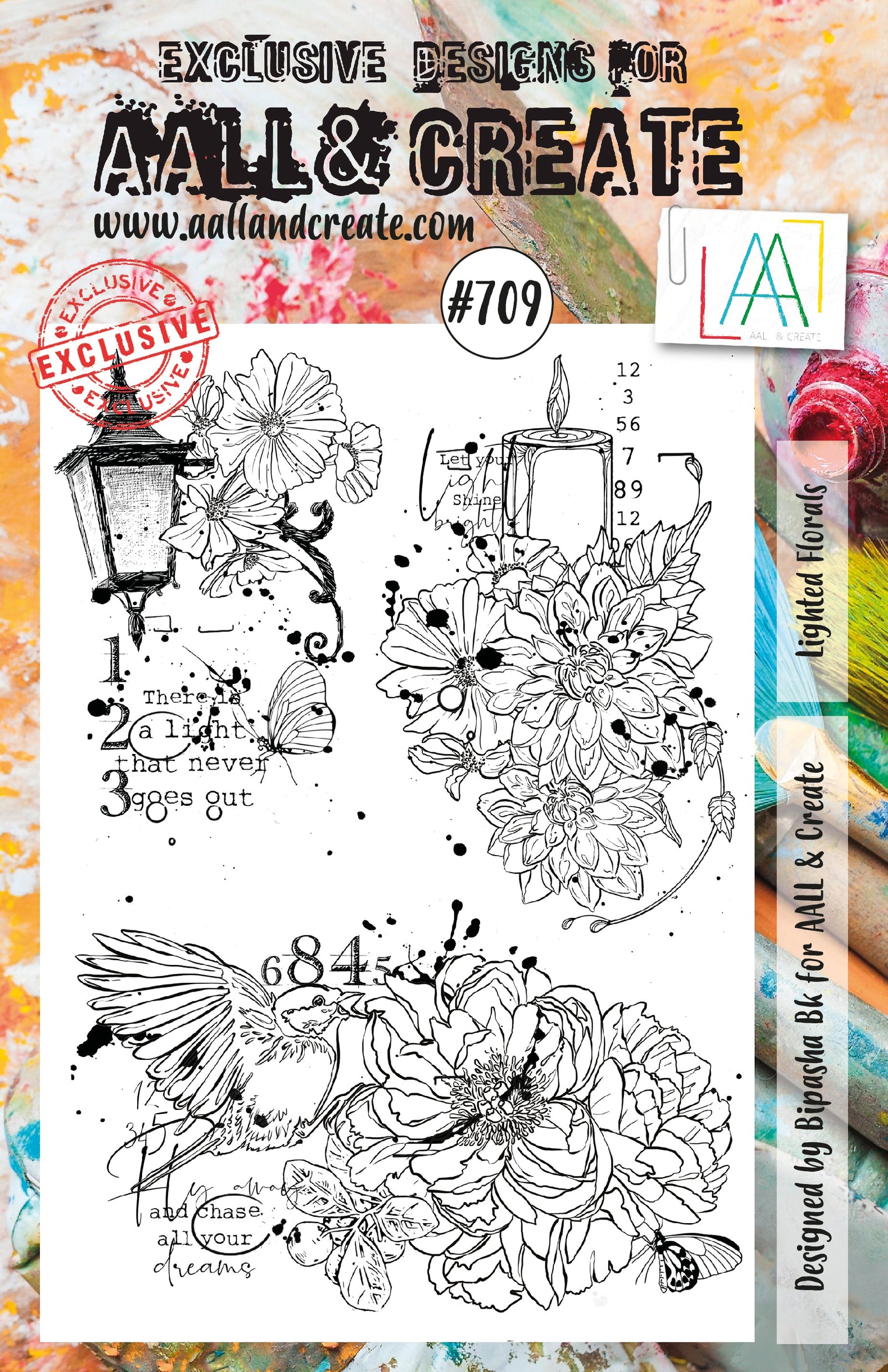 AALL and Create - Lighted Florals - A5 - Designer Bipasha BK - Clear Stamp Set - #709 - Messy Papercrafts