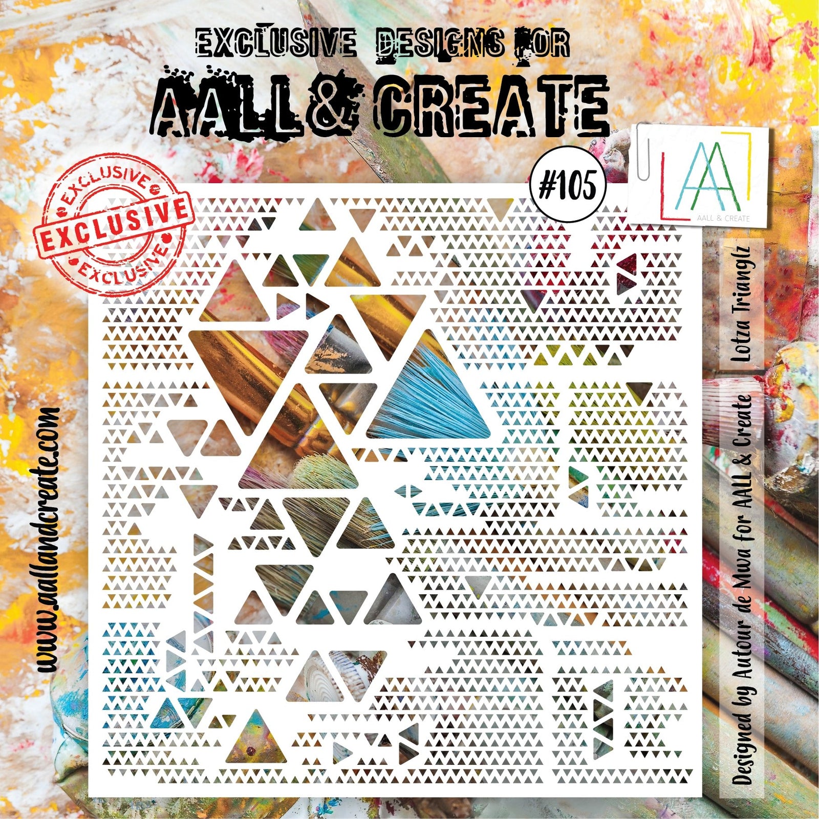 Aall and Create - Lotza Triangle - 6x6 - Designer Autour de Mwa - Stencil - #105 Aall & Create