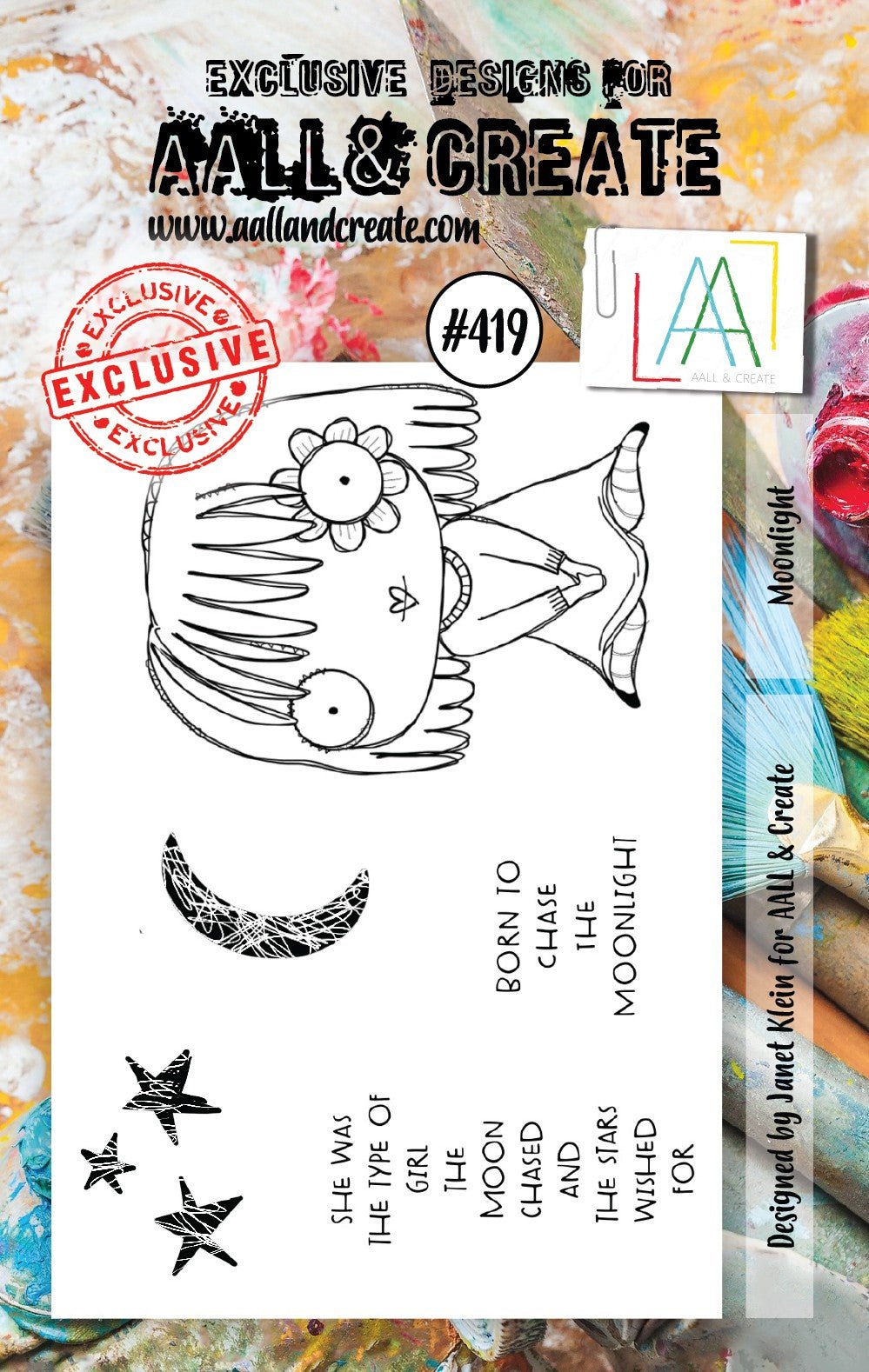 Aall and Create - Moonlight - A7 - Designer Janet Klein - Clear Stamp Set - #419 Aall & Create