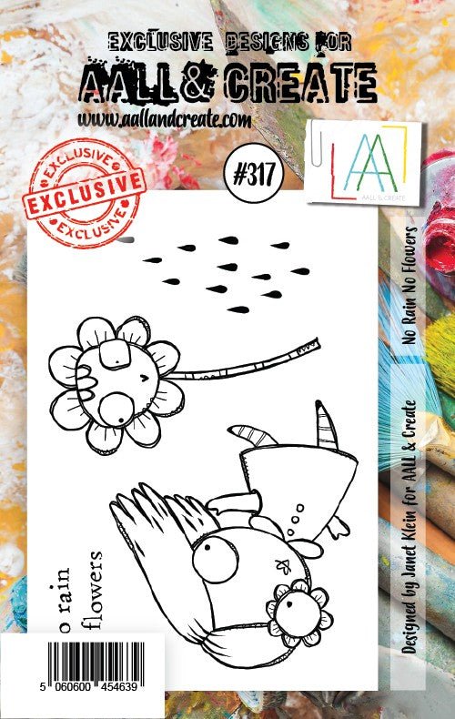 Aall and Create - No Rain No Flowers - A7 - Designer Janet Klein - Clear Stamp Set - #317 Aall & Create