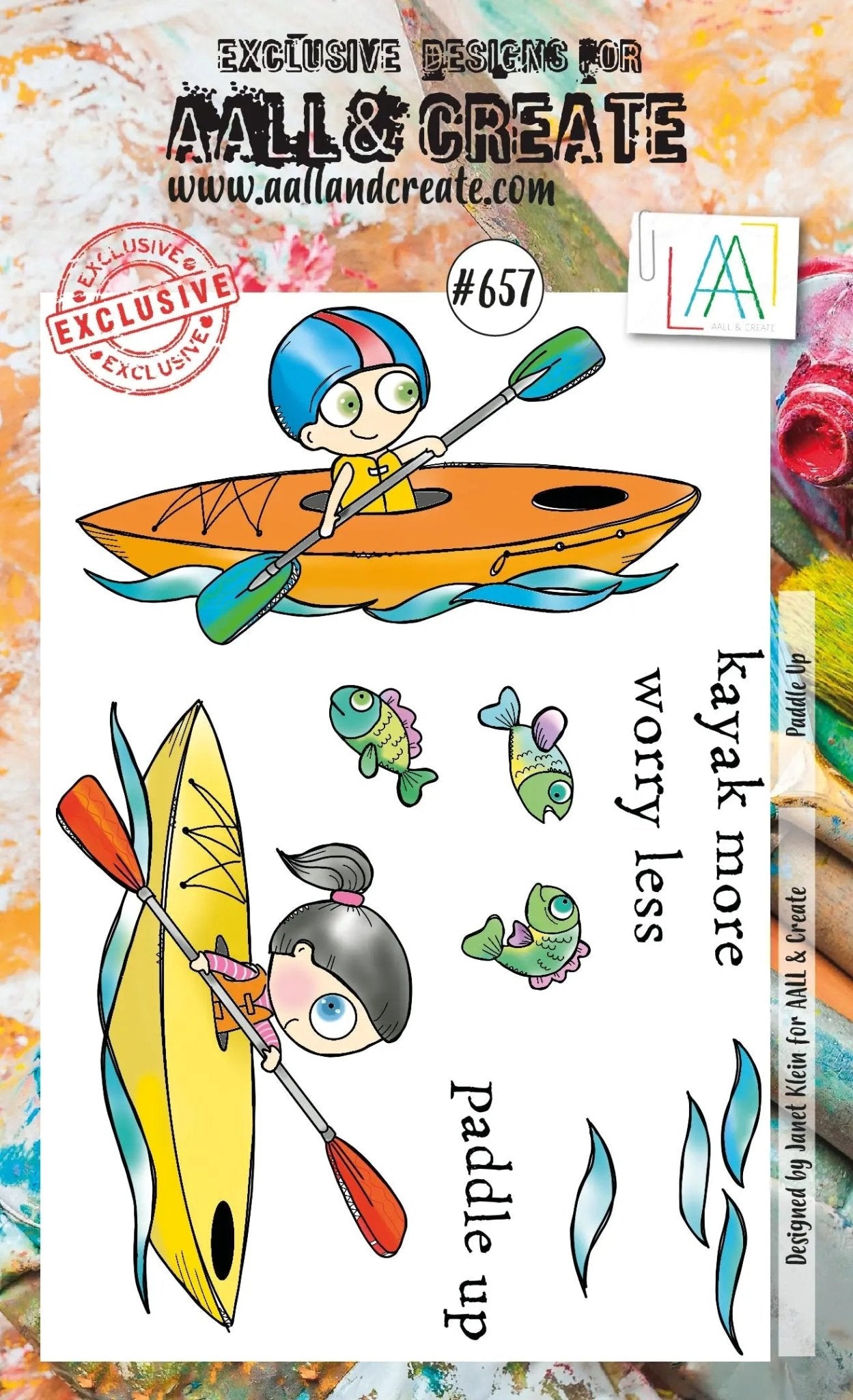 Aall and Create - Paddle Up - Designer Janet Klein - Clear Stamp Set - A6 - #657 Aall & Create