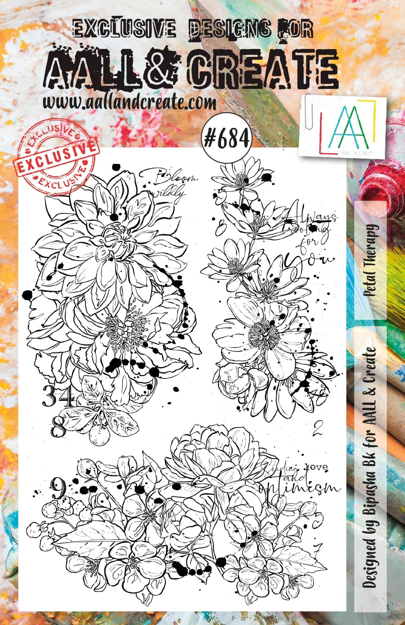 AALL and Create - Petal Therapy - A5 - Designer Bipasha BK - Clear Stamp Set - #684 Aall & Create