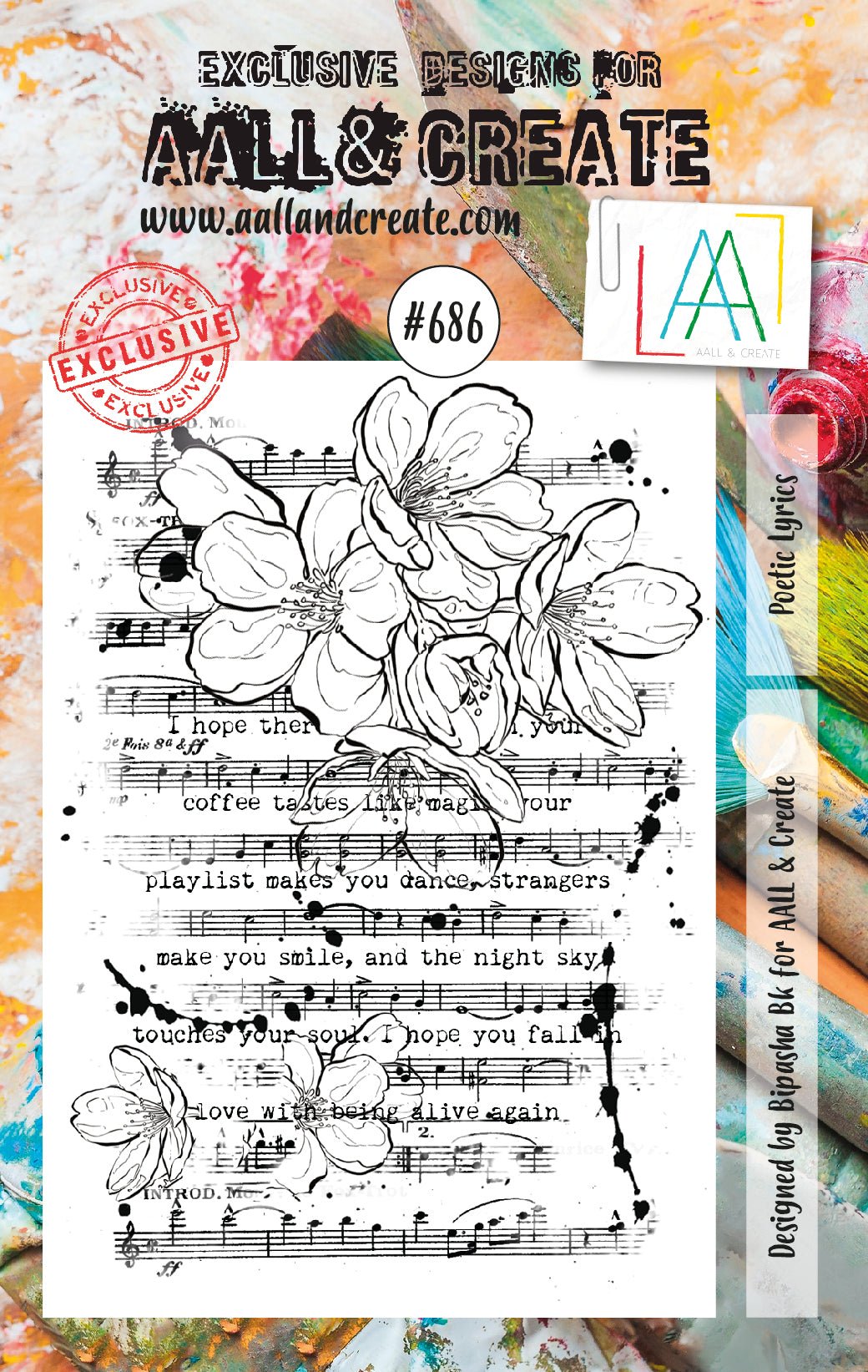 AALL and Create - Poetic Lyrics - A7 - Designer Bipasha BK - Clear Stamp Set - #686 Aall & Create