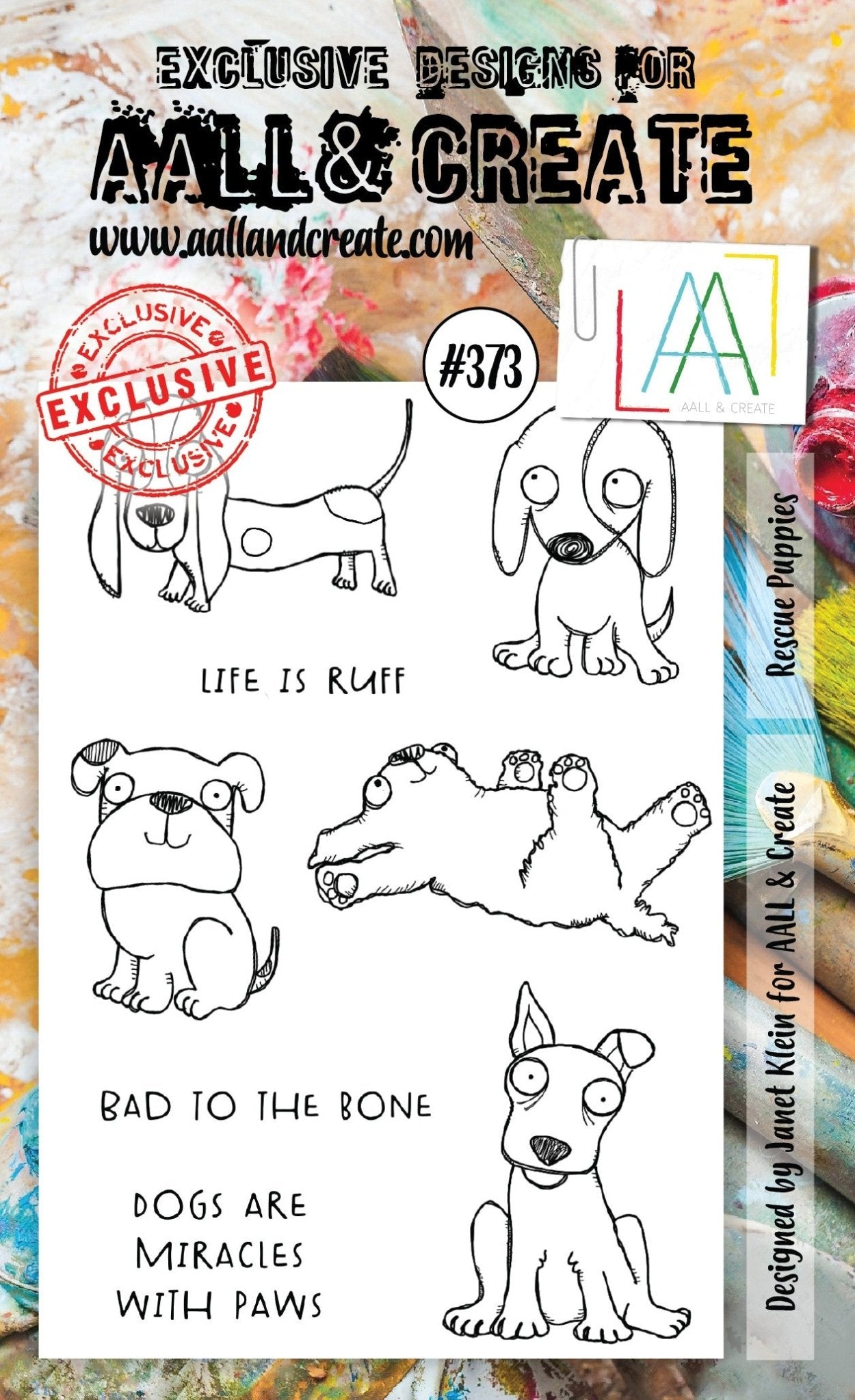 Aall and Create - Rescue Puppies - A6 - Designer Janet Klein - Clear Stamp Set - #373 Aall & Create