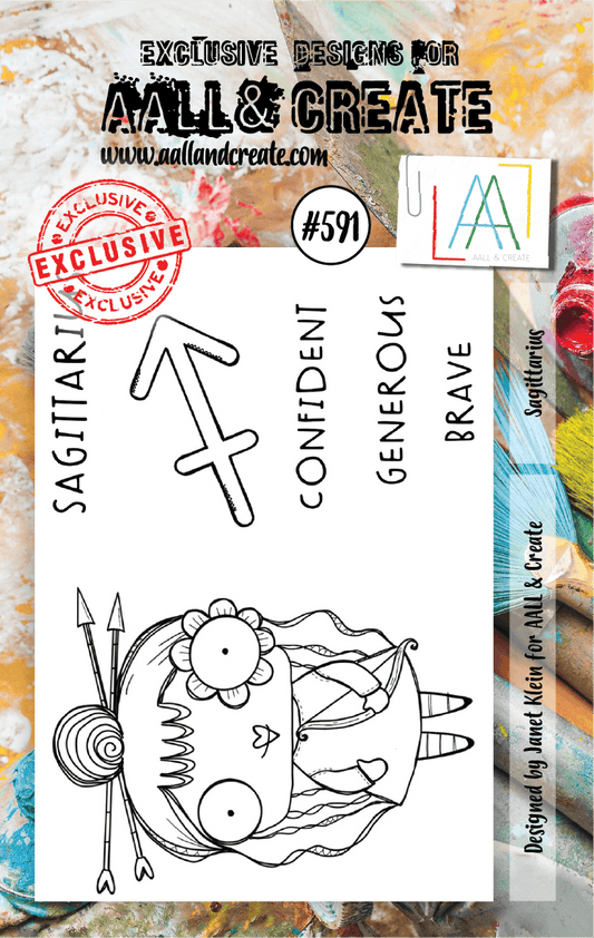 AALL and Create - Sagittarius - A7 - Designer Janet Klein - Clear Stamp Set - #591 - Messy Papercrafts