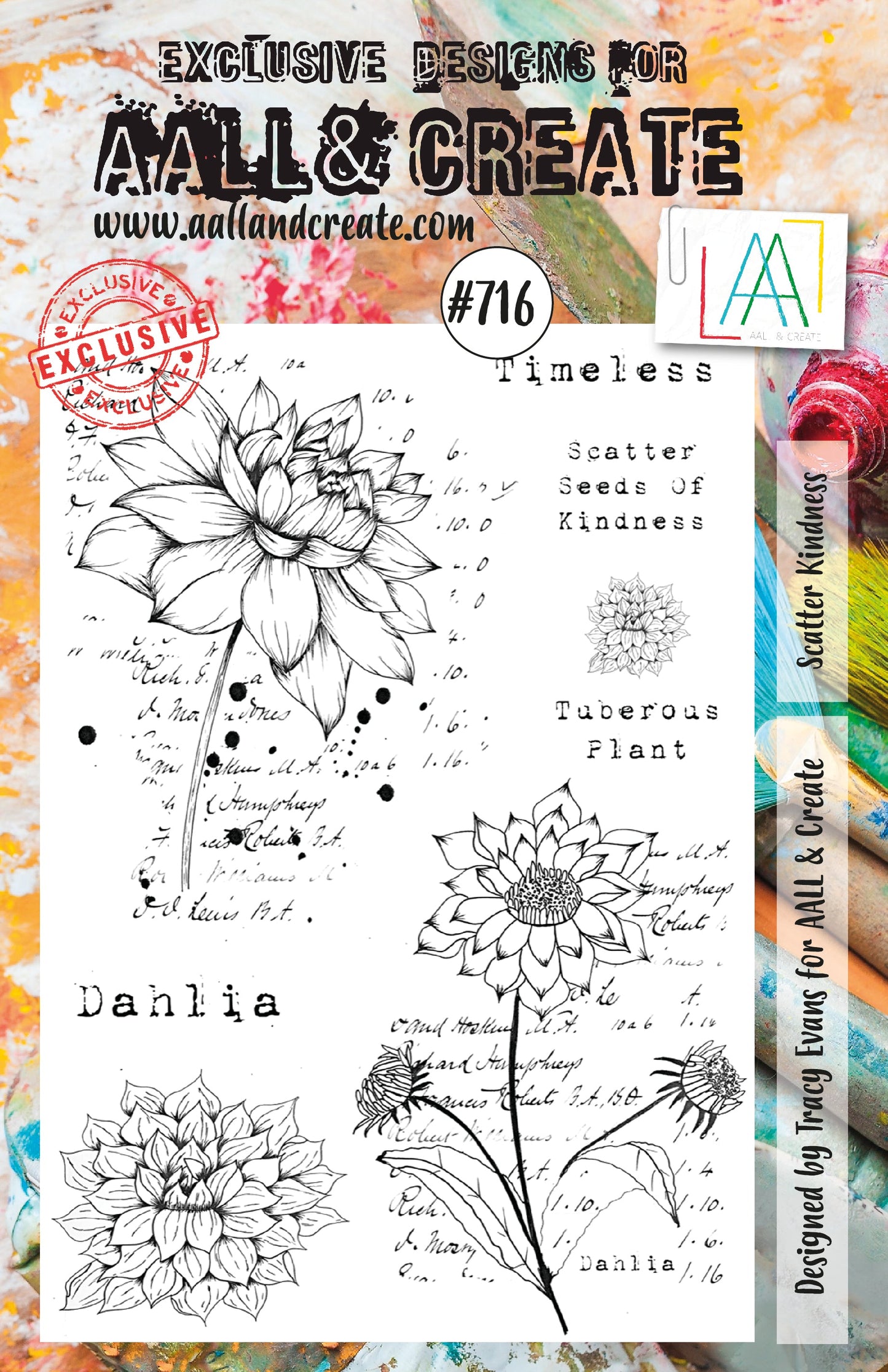AALL and Create - Scatter Kindness - A5 - Designer Tracy Evans - Clear Stamp Set - #716 - Messy Papercrafts