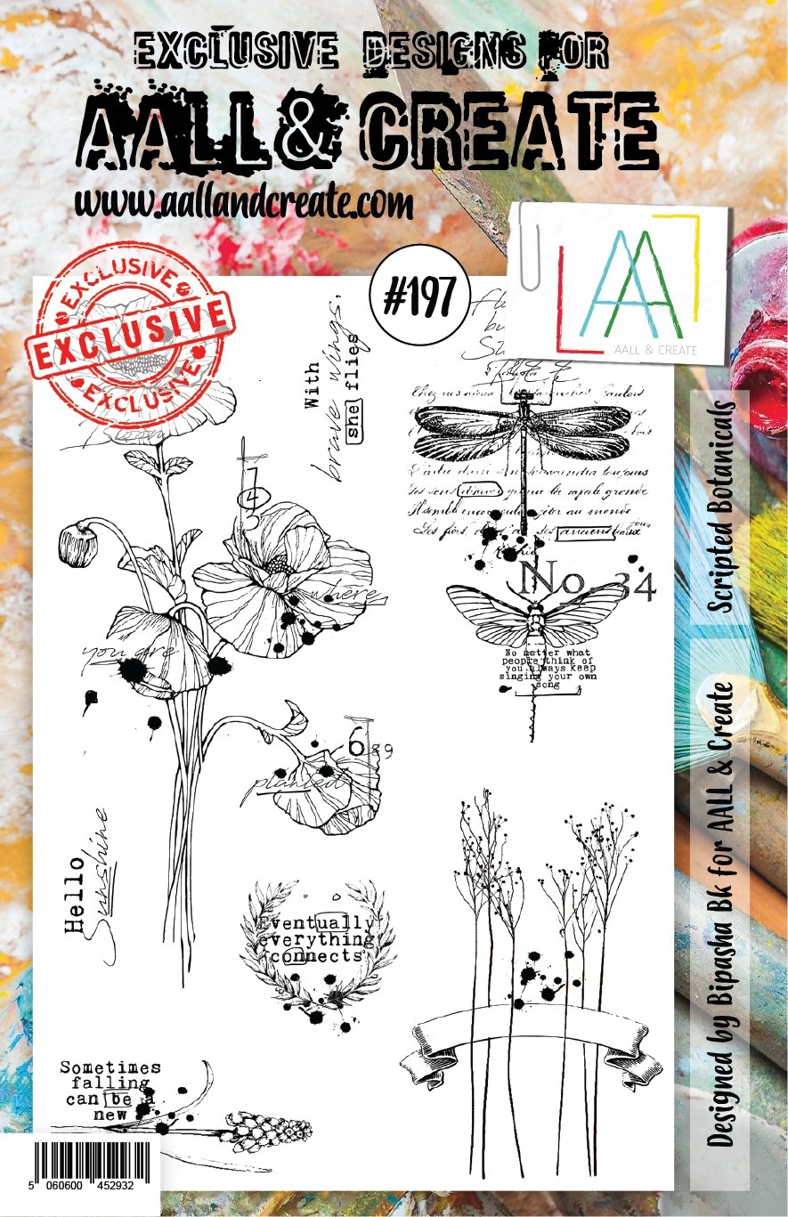 Aall and Create - Scripted Botanicals - A5 - Designer Bipasha BK - Clear Stamp Set - #197 Aall & Create
