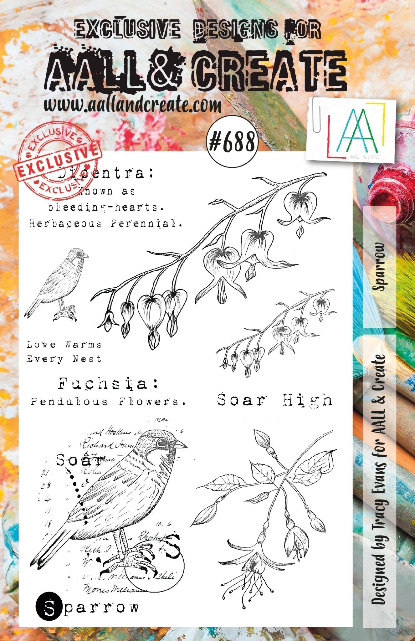 AALL and Create - Sparrow - A5 - Designer Tracy Evans - Clear Stamp Set - #688 Aall & Create