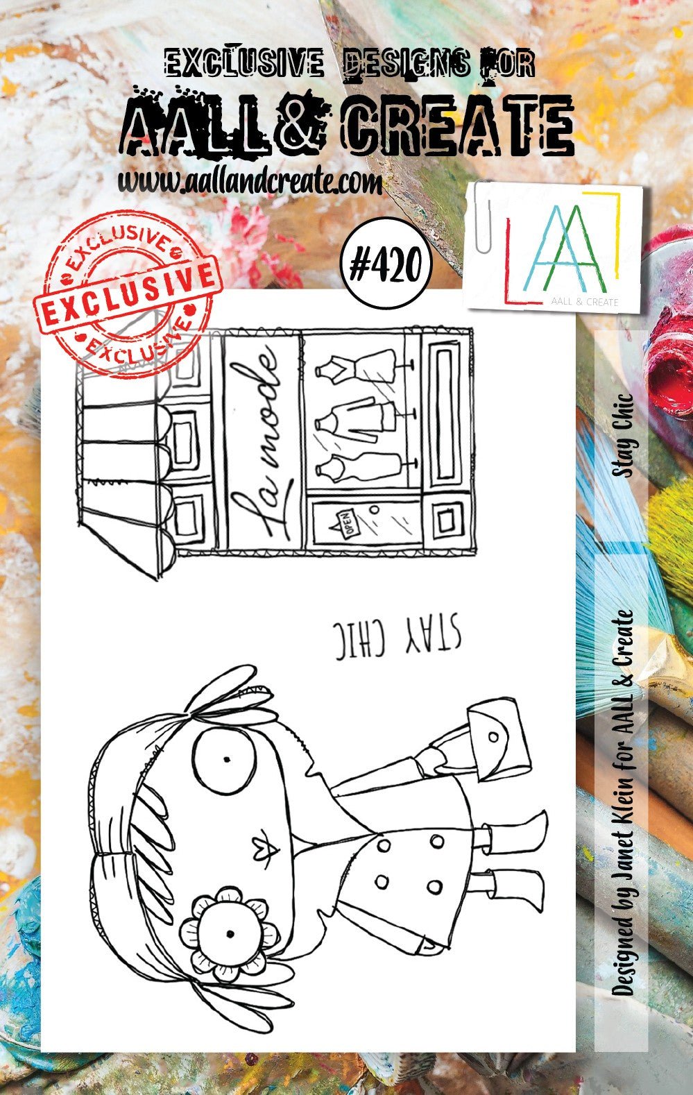 Aall and Create - Stay Chic - A7 - Designer Janet Klein - Clear Stamp Set - #420 Aall & Create