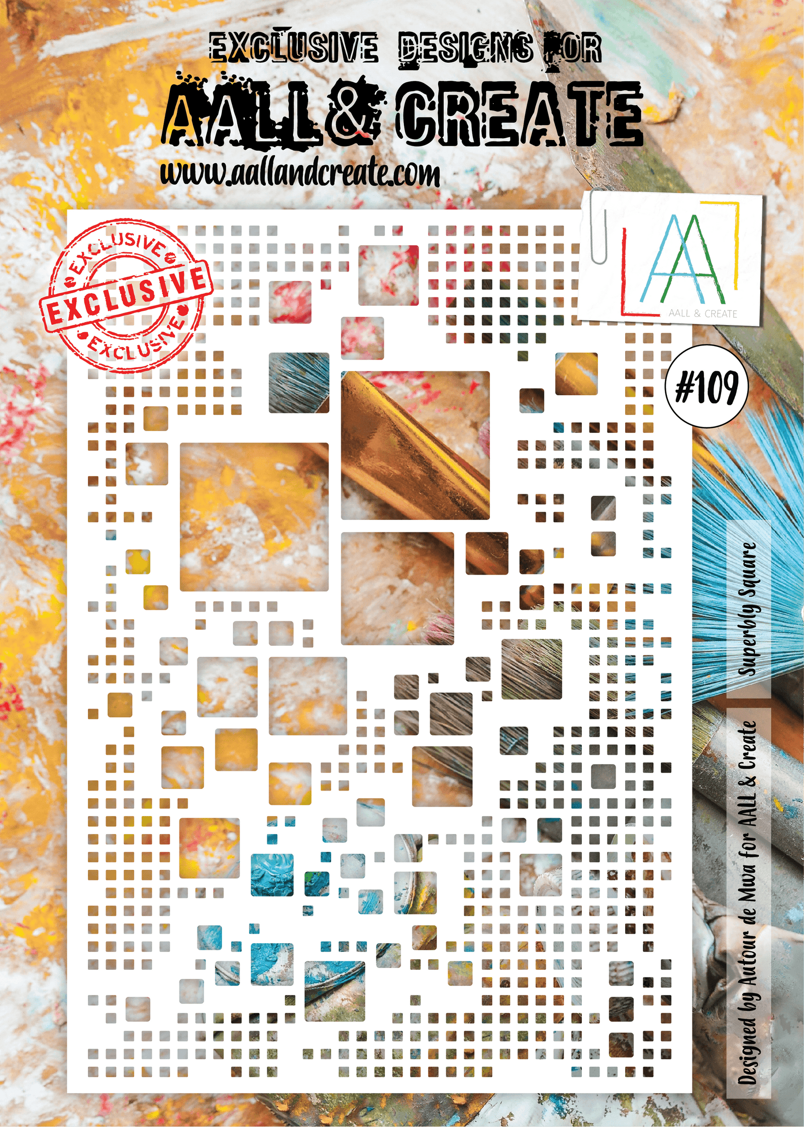 Aall and Create - Superbly Square- A4 - Designer Autour de Mwa - Stencil - #109 - Messy Papercrafts