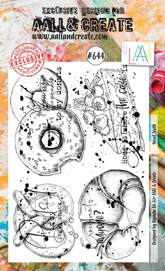 Aall and Create - Sweet Tooth - A6 - Designer Bipasha Bk - Clear Stamp Set - #644 Aall & Create
