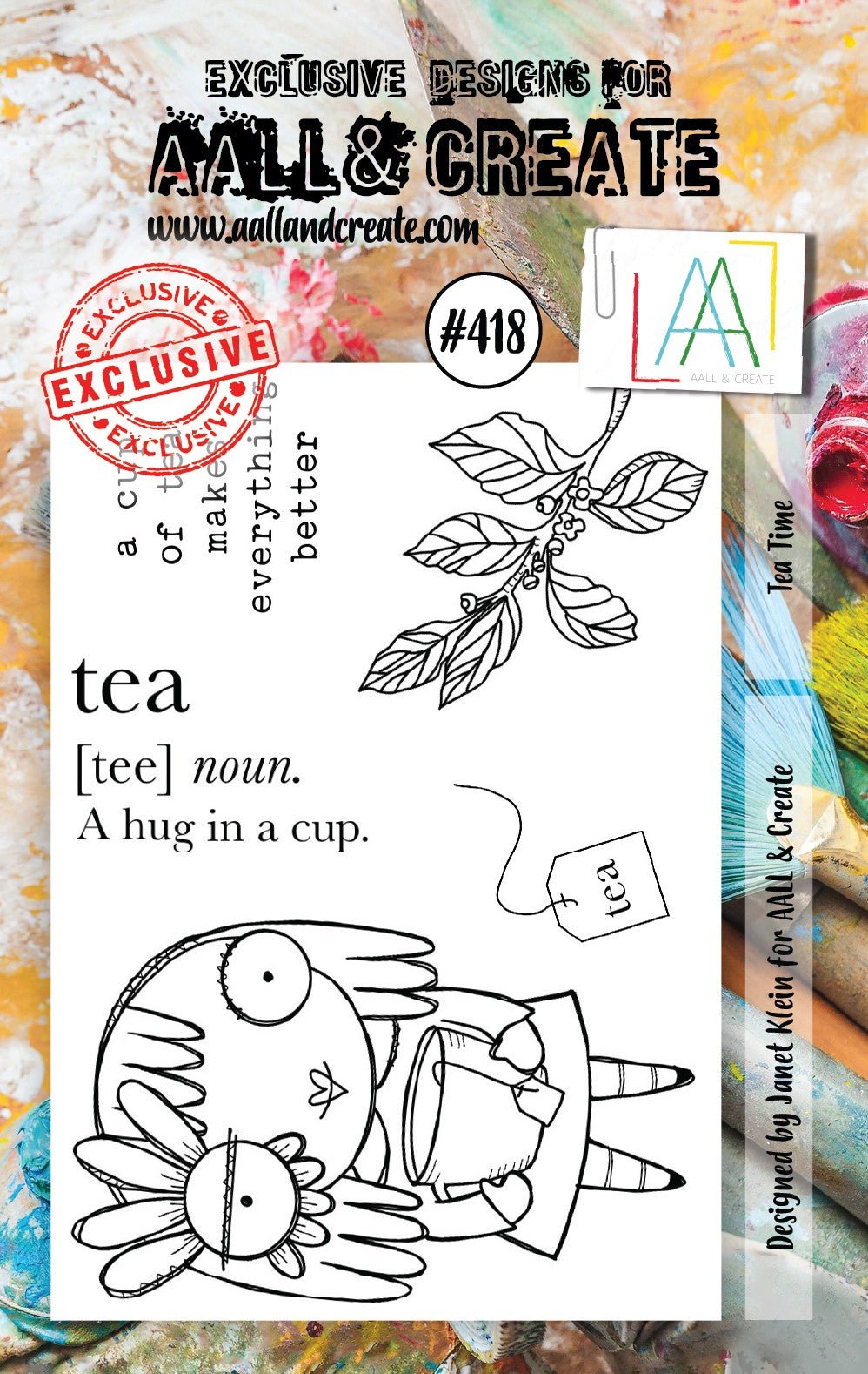 Aall and Create - Tea Time - A7 - Designer Janet Klein - Clear Stamp Set - #418 Aall & Create