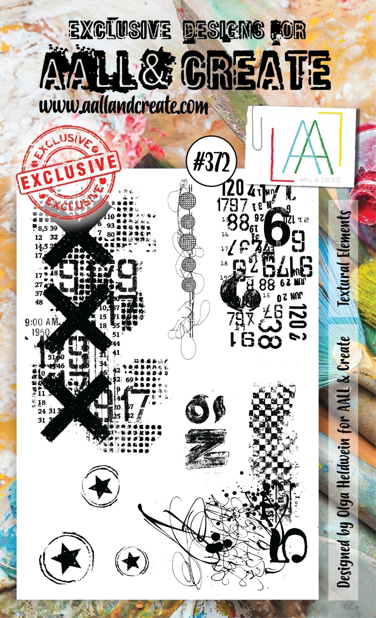 Aall and Create - Textured Elements - A6 - Designer Olga Heldwein - Clear Stamp Set - #372 Aall & Create