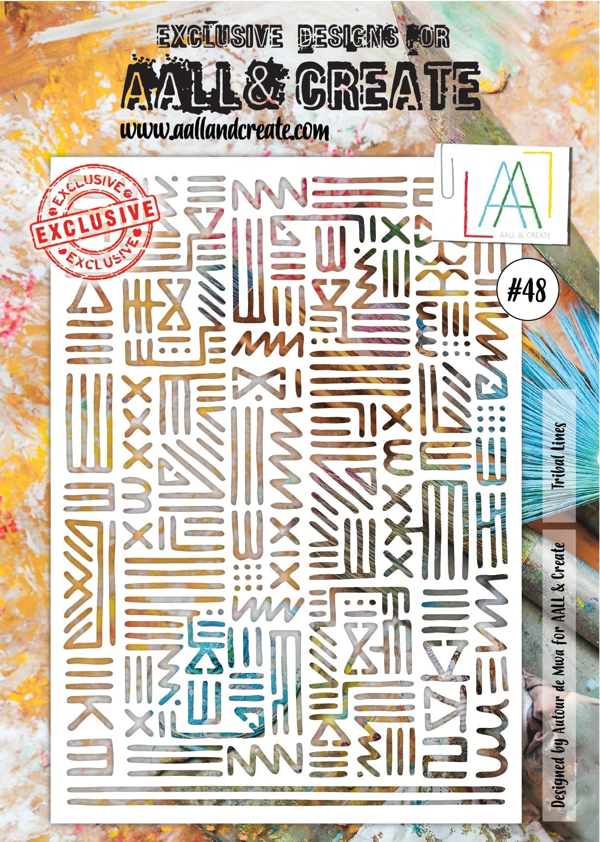 Aall and Create - Tribal Lines - A4 - Designer Autour de Mwa - Stencil - #48 - Messy Papercrafts