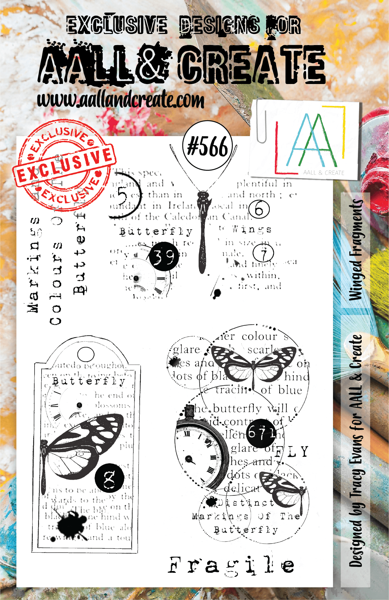 AALL and Create - Winged Fragments - A5 - Designer Tracy Evans - Clear Stamp Set - #566 - Messy Papercrafts
