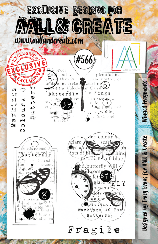 AALL and Create - Winged Fragments - A5 - Designer Tracy Evans - Clear Stamp Set - #566 - Messy Papercrafts