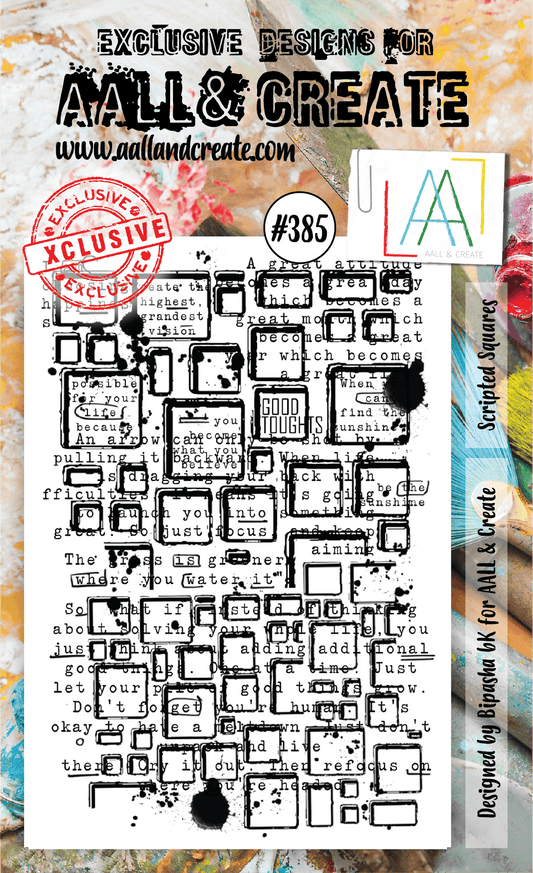 ALL and Create - Scripted Squares - A6 - Designer Bipasha BK - Clear Stamp Set - #385 - Messy Papercrafts