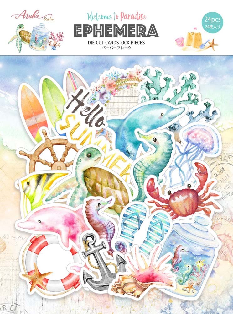 Asuka Studio - Welcome to Paradise - Ephemera Pack - Messy Papercrafts