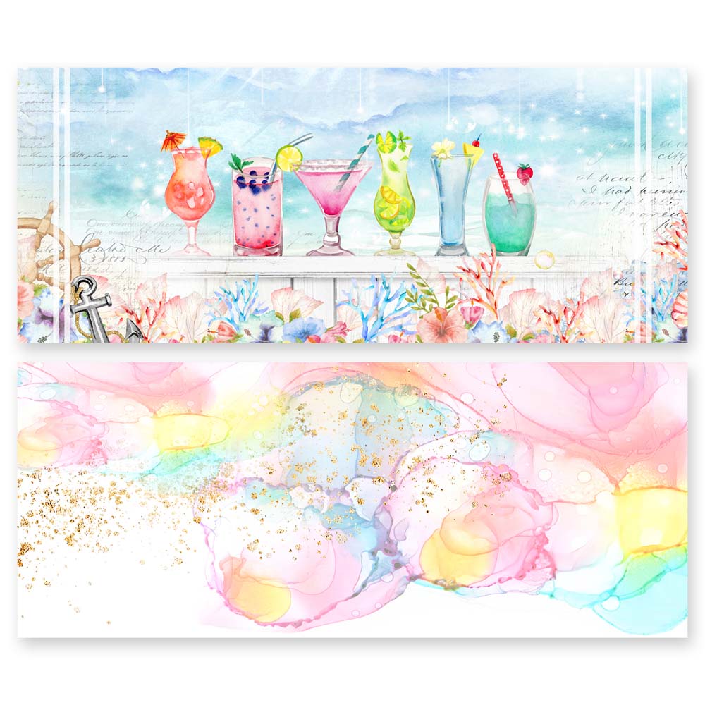 Asuka Studio - Welcome to Paradise - Slimline Paper Pack - 3.5 x 8.5 - Messy Papercrafts