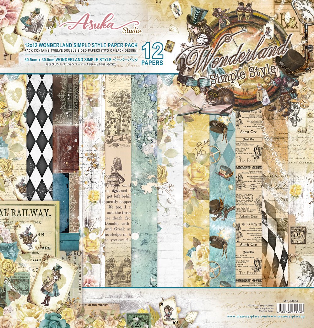 Asuka Studio - Wonderland Collection - 12x12 Simple Style - Backgrounds - Messy Papercrafts