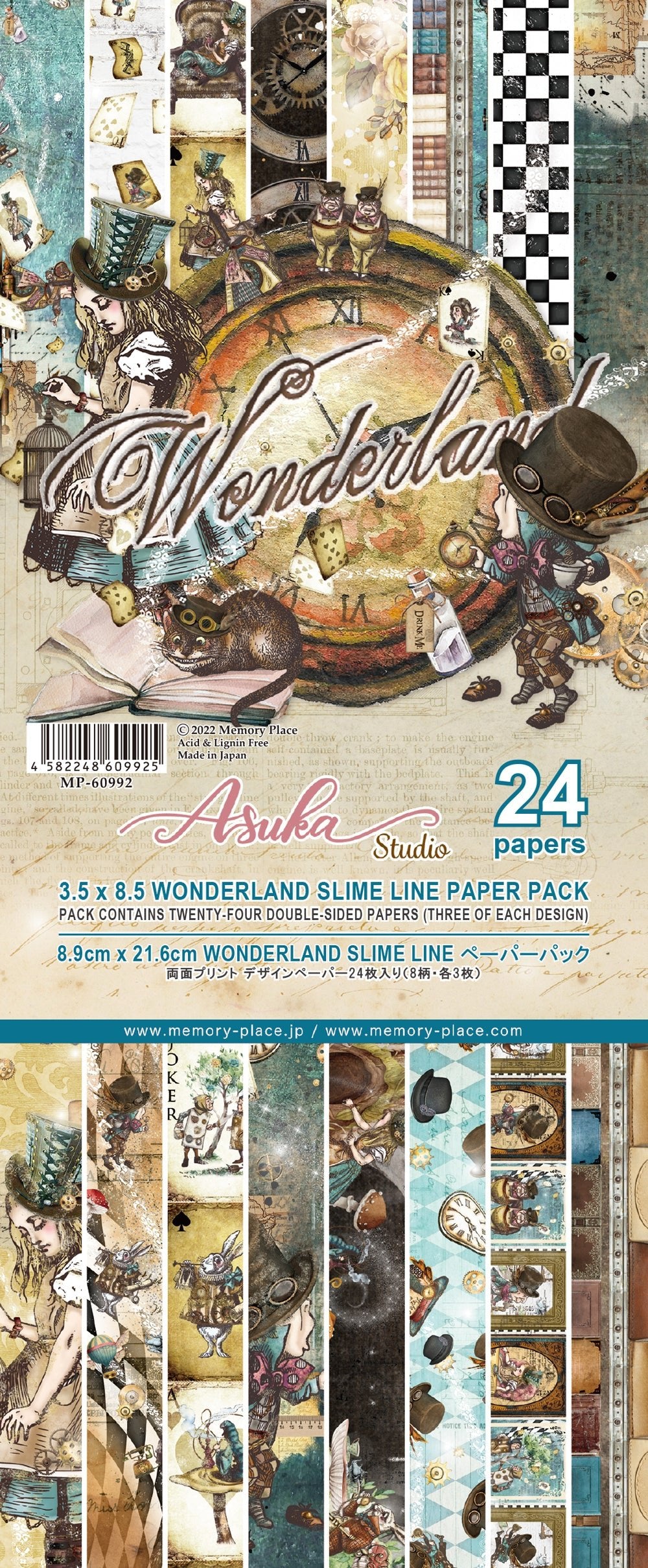 Asuka Studio - Wonderland Collection - 3.5 x 8.5 Slimline Pack - Messy Papercrafts