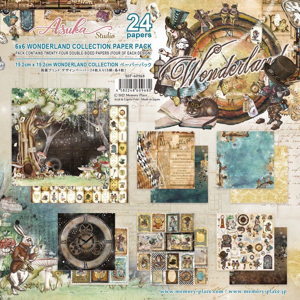 Asuka Studio - Wonderland Collection - 6x6 Collection Pack - Messy Papercrafts