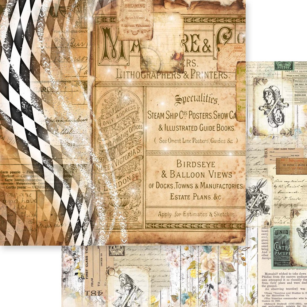 Asuka Studio - Wonderland Collection - 6x6 Simple Style - Backgrounds - Messy Papercrafts