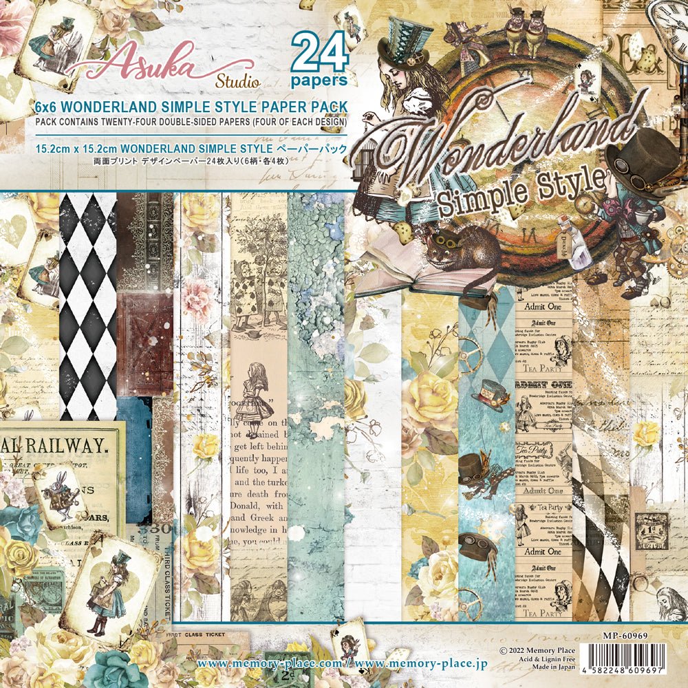 Asuka Studio - Wonderland Collection - 6x6 Simple Style - Backgrounds - Messy Papercrafts