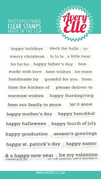 Avery Elle - Simple Sentiments - 4x6 Inch Clear Stamp Set Avery Elle