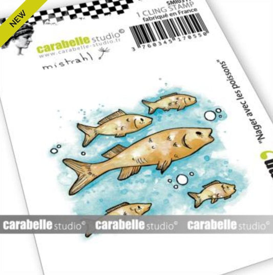 Carabelle Studio - Mini - Rubber Cling Stamp - Mistrahl - Swim with the Fish Carabelle Studio