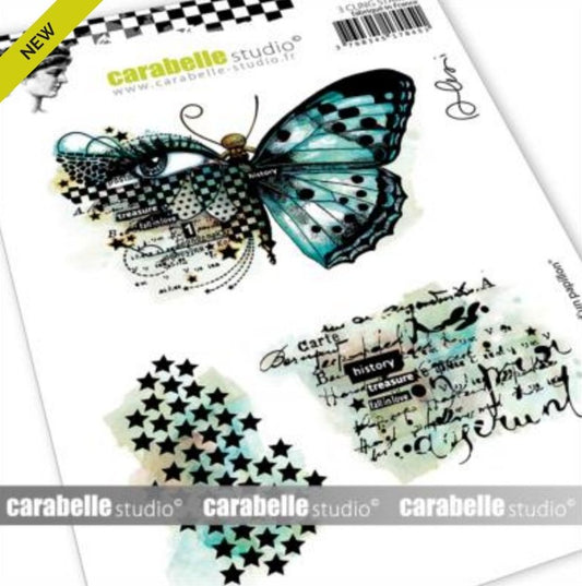 Carabelle Studio - Rubber Cling Stamp A6 - L’histoire D’un Papillon by Alexi - Steampunk Butterfly Carabelle Studio