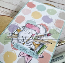 Chou and Flowers - BEAR DOUDOU CALIN ARTIST STAMP - 2.5 x 1.5 inch - Collection Journal Chromatique Chou and Flowers