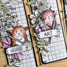 Chou and Flowers - BEAR DOUDOU CALIN WITH FLOWERS STAMP - 2.5 x 1.5 inch - Collection Voyage Imaginaire Chou and Flowers