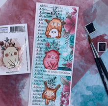 Chou and Flowers - BEAR DOUDOU CALIN WITH FLOWERS STAMP - 2.5 x 1.5 inch - Collection Voyage Imaginaire Chou and Flowers