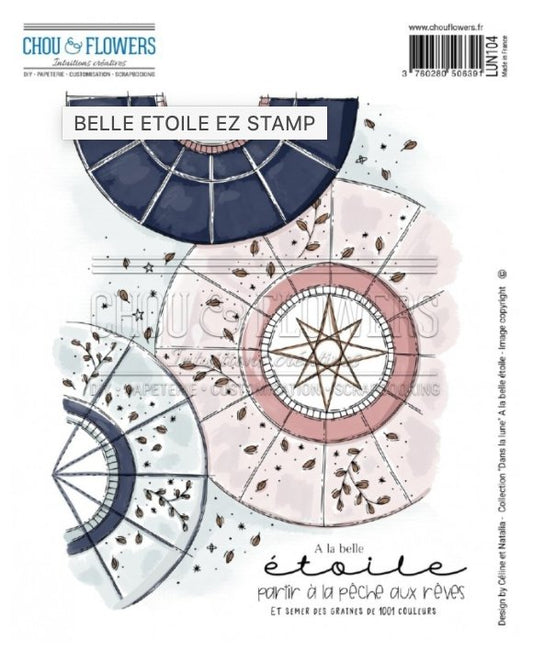 Chou and Flowers - BELLE ETOILE STAMP - 4.5 x 6.5 inch - Collection - Dans La Lune - Background Stamp Chou and Flowers