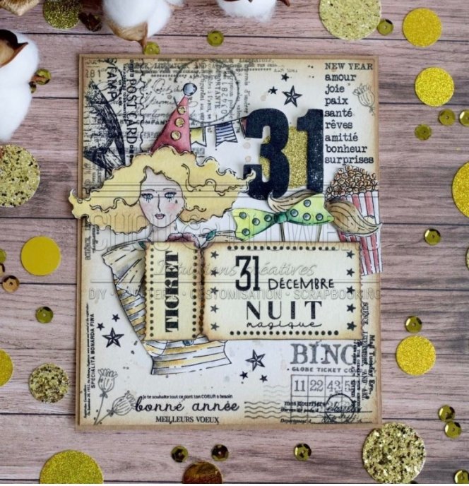 Chou and Flowers - CIRCUS GIRL STAMP - 7.5 x 4 inch - Collection Little Circus Chou and Flowers