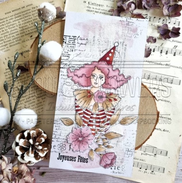 Chou and Flowers - CIRCUS GIRL STAMP - 7.5 x 4 inch - Collection Little Circus Chou and Flowers