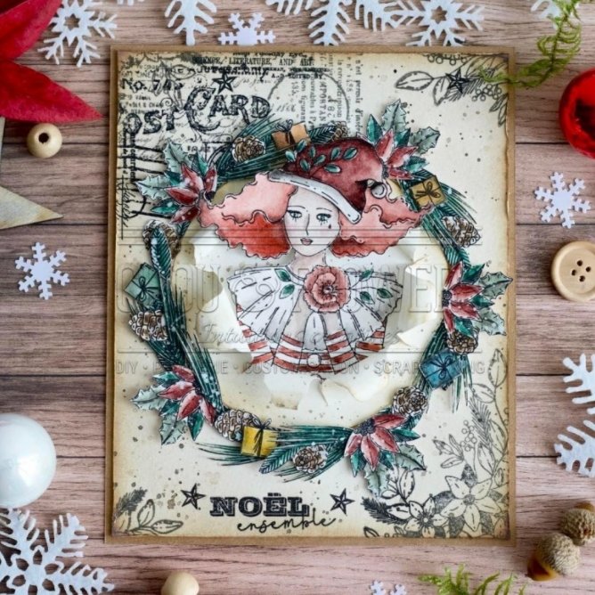 Chou and Flowers - CIRCUS GIRL STAMP - 7.5 x 4 inch - Collection Little Circus Chou and Flowers