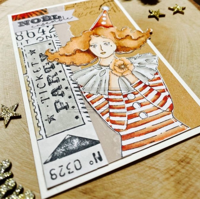 Chou and Flowers - CIRCUS GIRL STAMP - 7.5 x 4 inch - Collection Little Circus Chou and Flowers