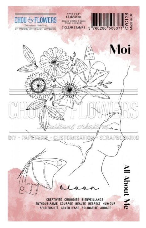 Chou and Flowers - CLEAR STAMP ALL ABOUT ME STAMP - 7x4 inch Chou and Flowers