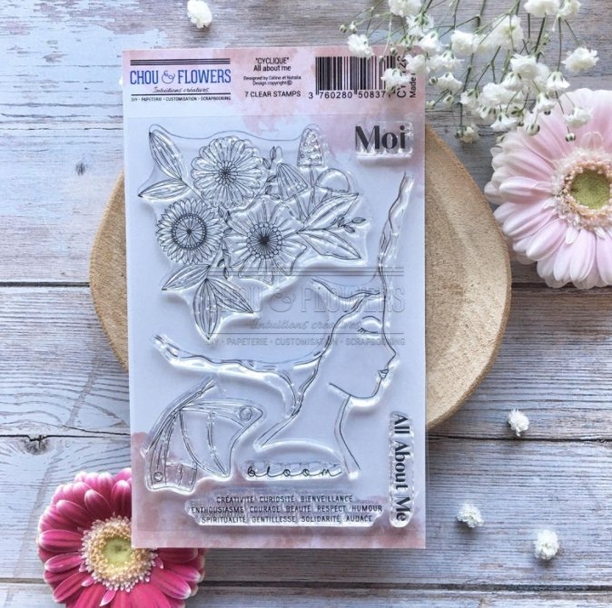 Chou and Flowers - CLEAR STAMP ALL ABOUT ME STAMP - 7x4 inch Chou and Flowers