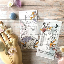 Chou and Flowers - CLEAR STAMP CREATIVITY - Collection Dans La Lune - 4.5 x 9 inch Chou and Flowers