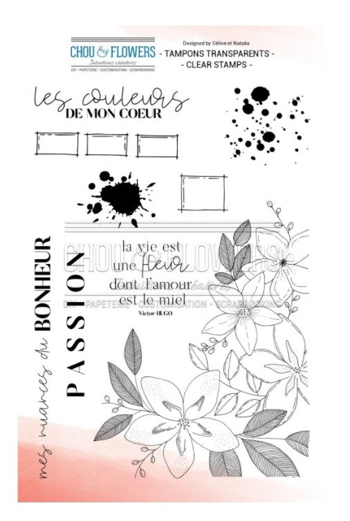 Chou and Flowers - CLEAR STAMP LA VIE EST UNE FLEUR - 6 X 9 inch Chou and Flowers