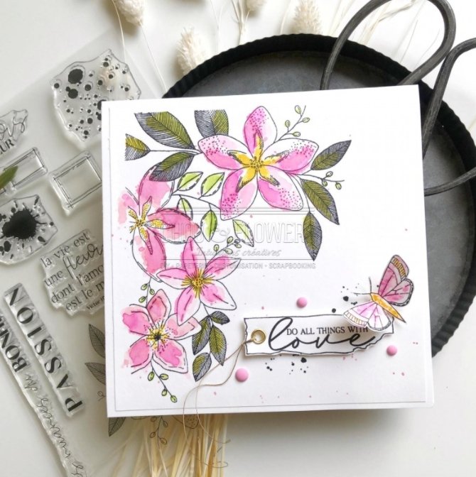 Chou and Flowers - CLEAR STAMP LA VIE EST UNE FLEUR - 6 X 9 inch Chou and Flowers